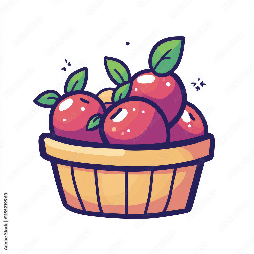 Colorful Basket of Fresh Red Apples with Leaves Illustrating a Vibrant and Cheerful Fruit Display Graphics for Home and Kitchen Decor Colorful Basket of Fresh Red Apples with Leaves Illustrating a Vibrant and Cheerful Fruit Display Graphics for Home and Kitchen Decor