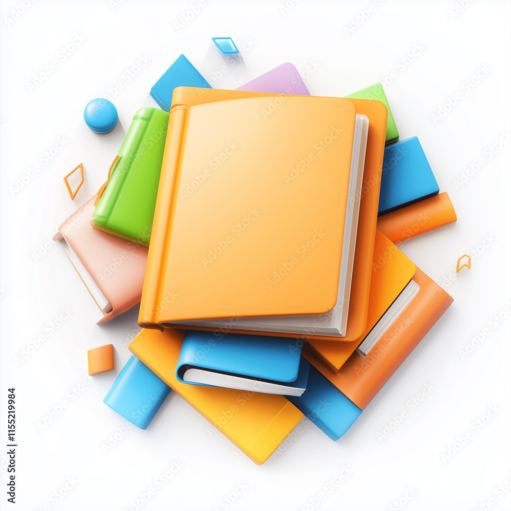 Colorful Stack of Books and School Supplies. Colorful Stack of Books and School Supplies.