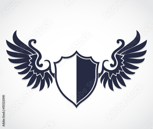 shielw with wings heraldry symbol logo photo