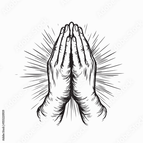  Praying hands image vector. Praying hands illustration isolated on white background.