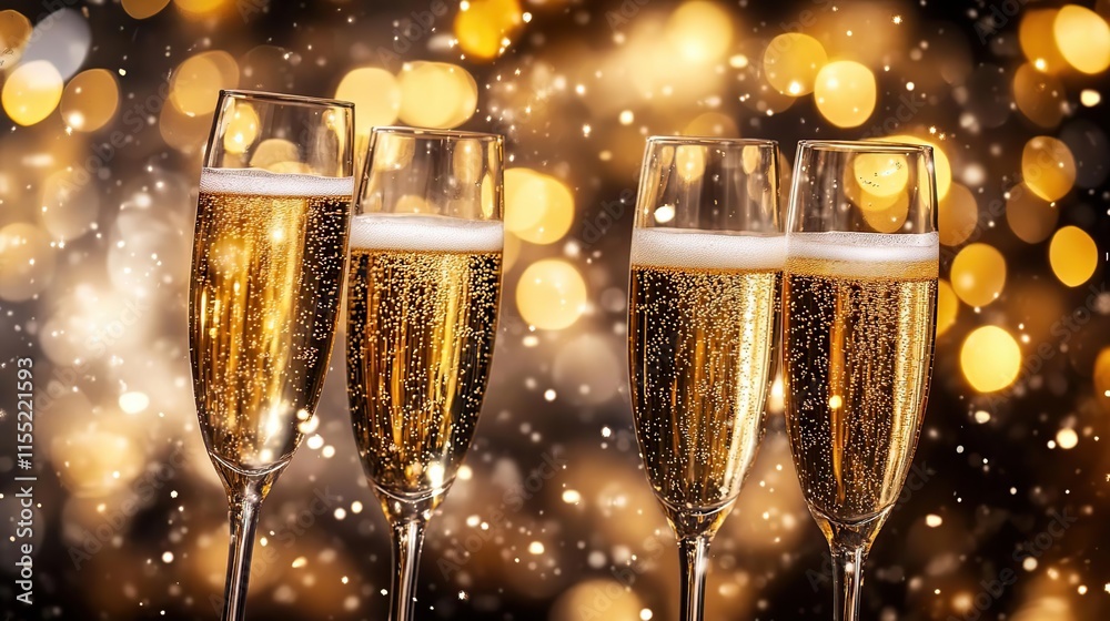 three glasses of champagne are sitting on a table with a gold background three glasses of champagne are sitting on a table with a gold background