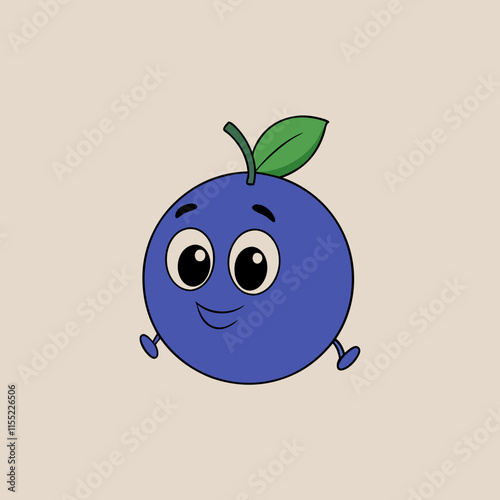 blueberry fruit cute repeat in square background, illustration fruit