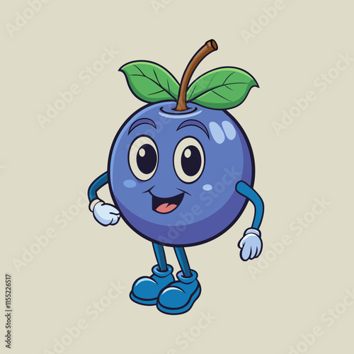 blueberry fruit cute repeat in square background, illustration fruit
