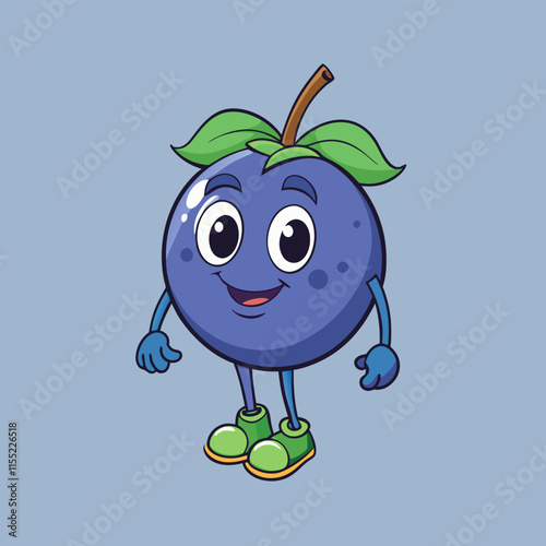 blueberry fruit cute repeat in square background, illustration fruit