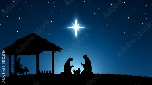 nativity scene with holy cross