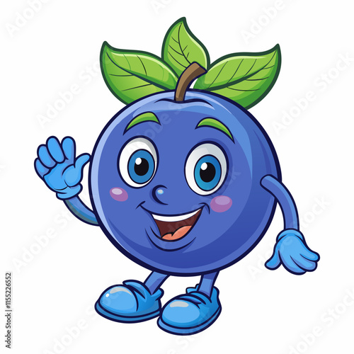 blueberry fruit cute repeat in square background, illustration fruit