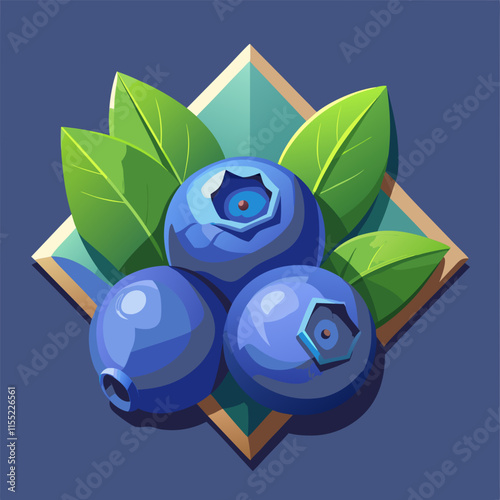 blueberry fruit cute repeat in square background, illustration fruit