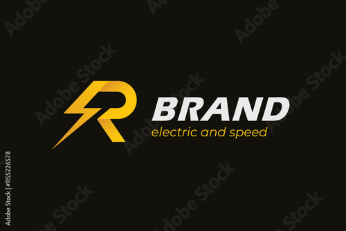 Electrical Energy Brand Logo icon design. letter R thunderbolt vector graphic logo template