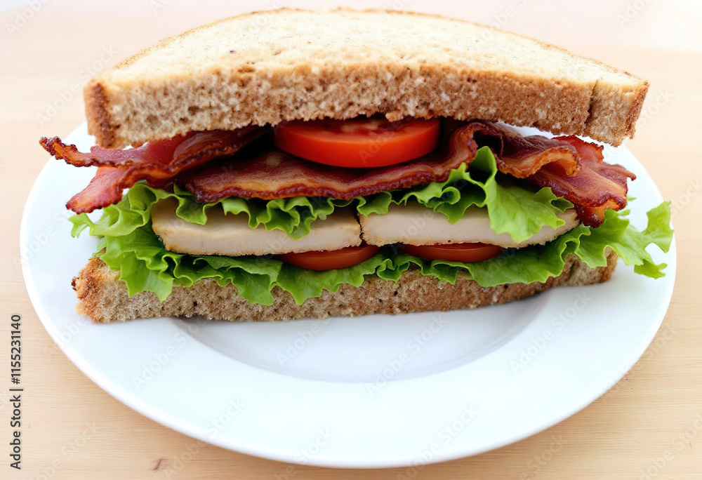 Turkey BLT sandwich with bacon, lettuce and tomato Turkey BLT sandwich with bacon, lettuce and tomato