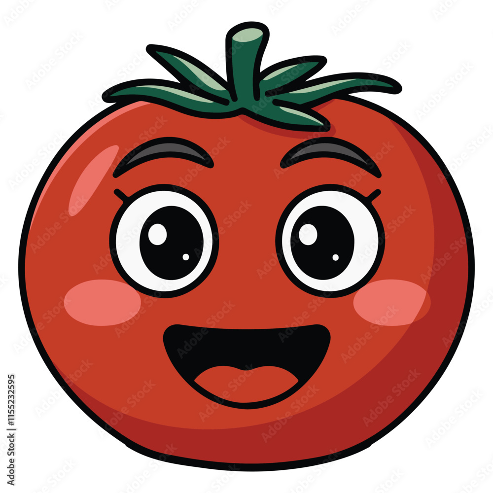 Obraz premium Cute Tomato Vector On White Background