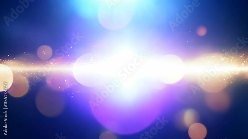 Abstract Lens Flare and Optical Glow with Delicate Bokeh Particles on a Dark Backdrop