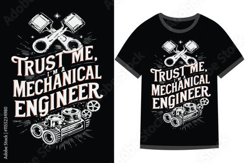 Vector illustration for Mechanical Engineering t shirt design, Mechanical Engineering t shirt design