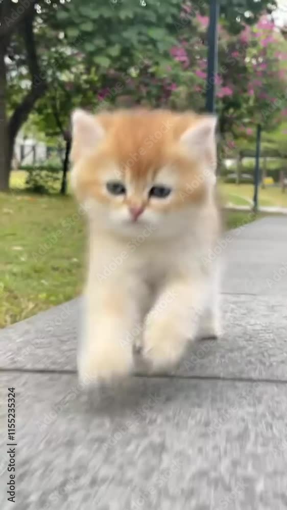 active kitten meowing outside, adorable kitty playing in park, playful kitten exploring nature, outdoor kitten playing in park, cute kitten meows and playtime