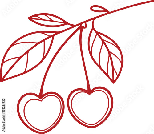 Wallpaper Mural Two heart-shaped outlines hanging from thin stems, resembling cherries on a branch  Torontodigital.ca