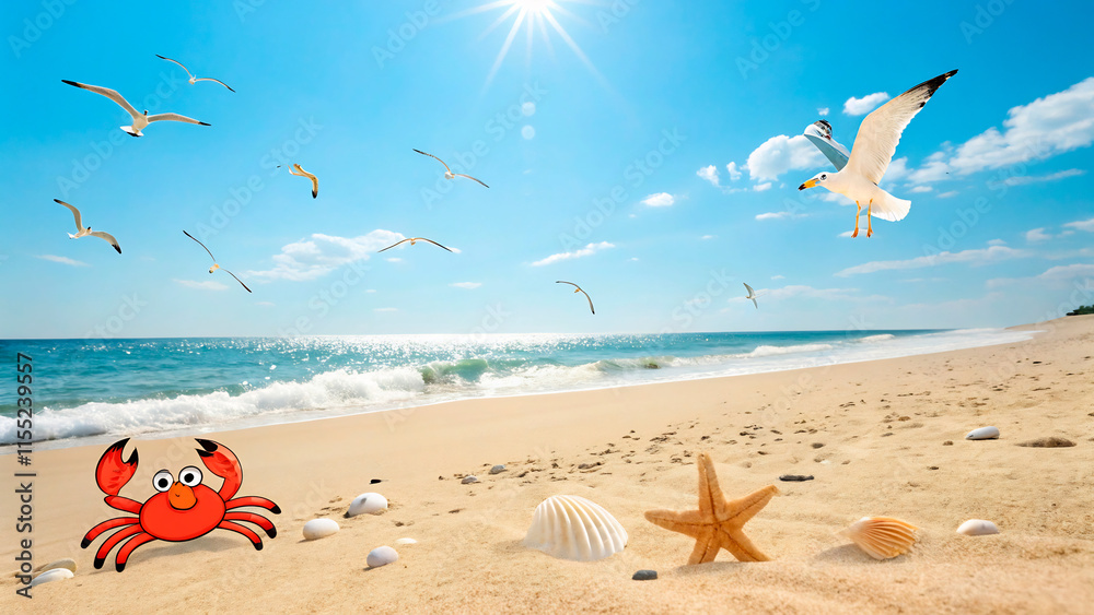 A happy family jumping on the beach with the ocean in the background, surrounded by sand, sea, and tropical nature on a sunny vacation day A happy family jumping on the beach with the ocean in the background, surrounded by sand, sea, and tropical nature on a sunny vacation day