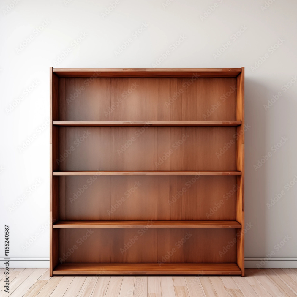 Empty Wooden Bookshelf Four Shelves Minimalist Interior Design Empty Wooden Bookshelf Four Shelves Minimalist Interior Design