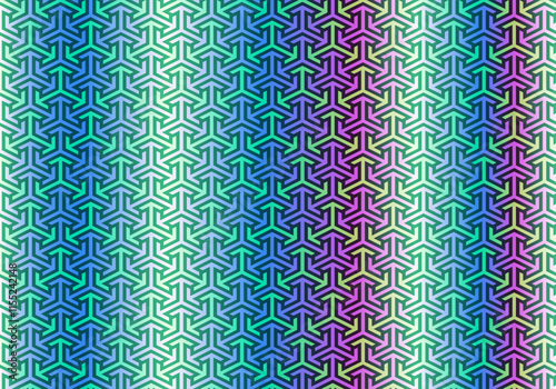 Fondo de patrón en forma de barras o hexágonos con degradado azul, verde, y morado