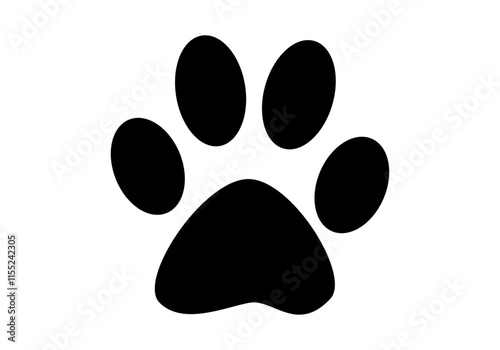 Icono negro de huella de animal en fondo blanco