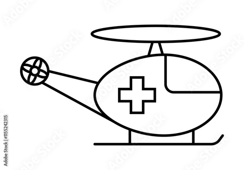 Icono negro de helicóptero de hospital para urgencias o emergencias