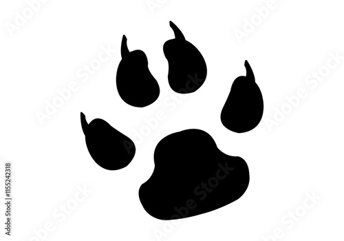 Icono negro de silueta de huella de animal con garras