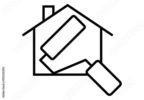Icono negro de casa con rodillo de pintura representando reforma
