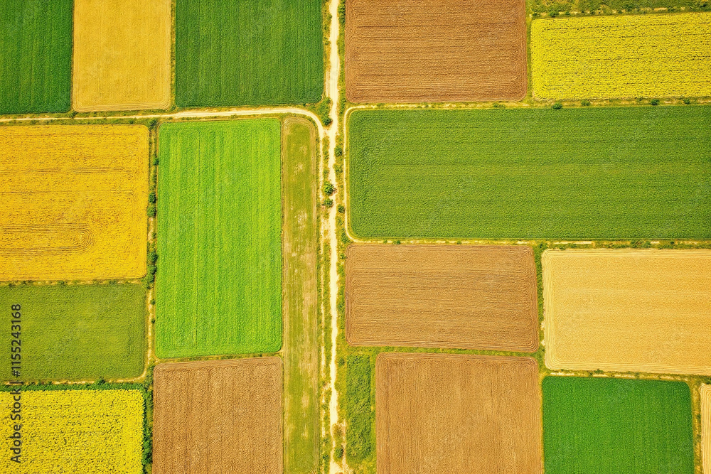 Fototapeta premium Agricultural landscape patterns crops fields colors view