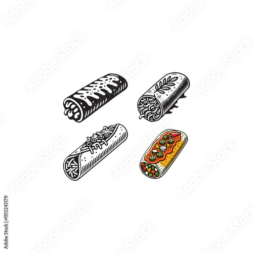Enchilada vector icon symbol design illustration