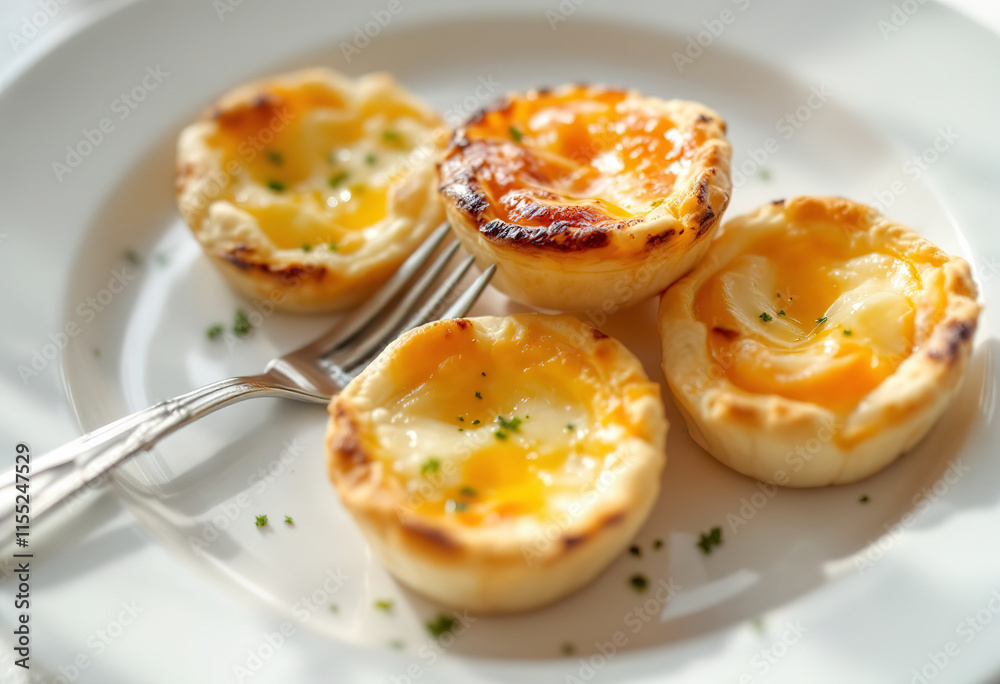 A medium shot of a white plate with small round cheese pastries A medium shot of a white plate with small round cheese pastries