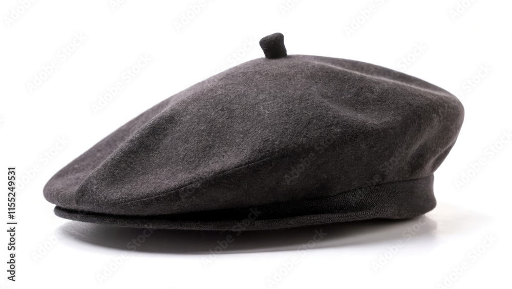 Black hat and cap isolated on white background with accessories and fashion items Black hat and cap isolated on white background with accessories and fashion items