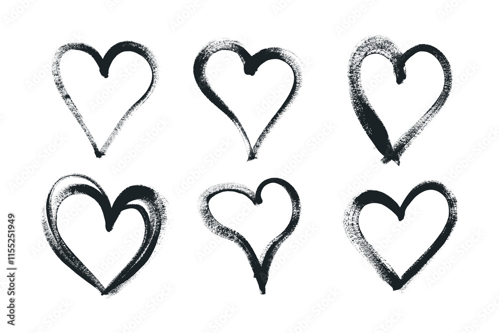 Hand Drawn Grunge Hearts. Cute doodle love sign isolated on white background. Scribble heart shapes drawn with markers and chalk Hand Drawn Grunge Hearts. Cute doodle love sign isolated on white background. Scribble heart shapes drawn with markers and chalk