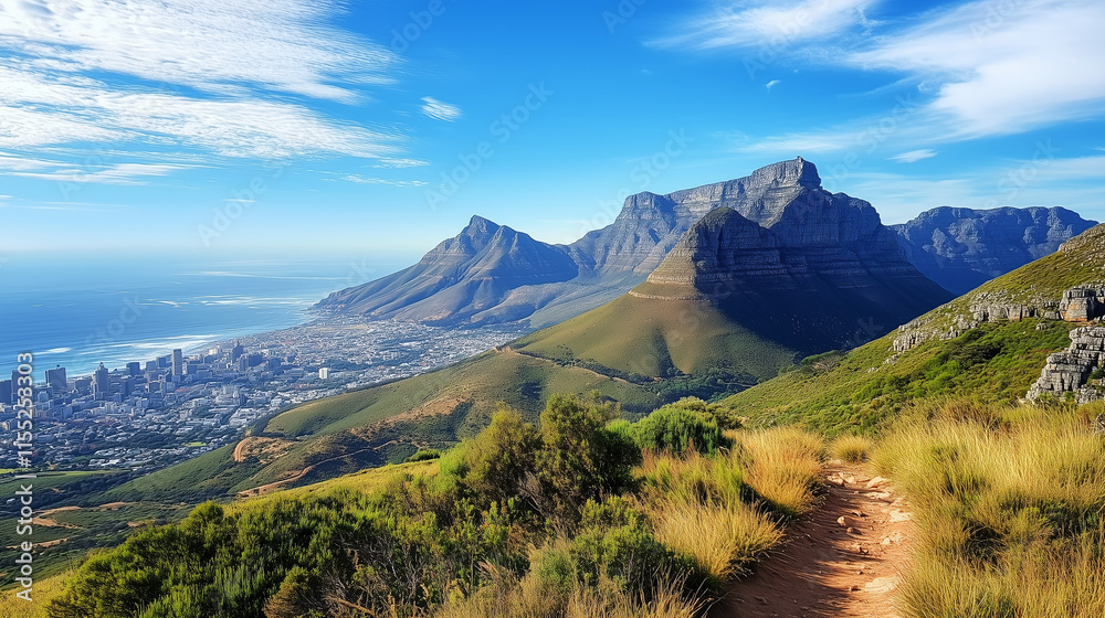 Exploring Table Mountain's hiking paths in Cape Town with incredible views of Lions Head and vibrant landscapes Exploring Table Mountain's hiking paths in Cape Town with incredible views of Lions Head and vibrant landscapes