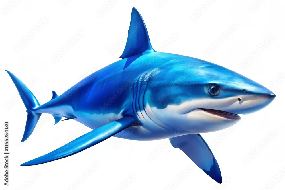 Obraz premium Blue and White Shark Photo: Stunning Ocean Wildlife Image, Marine Life Stock, Underwater Animal