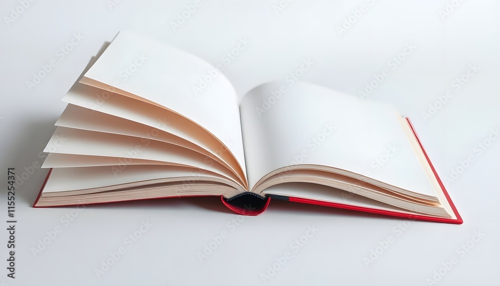 Open Red Book with Blank Pages Perfect for Mockups Open Red Book with Blank Pages Perfect for Mockups