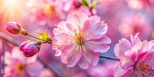 Close-Up Cherry Blossom Photography: Delicate Pink Petals, Spring Bloom, Nature's Beauty