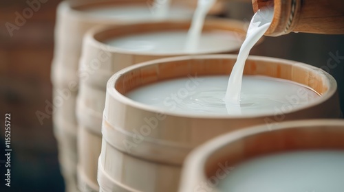 Close-up RAW Style of Premium Japanese sake brewing, rice wine production