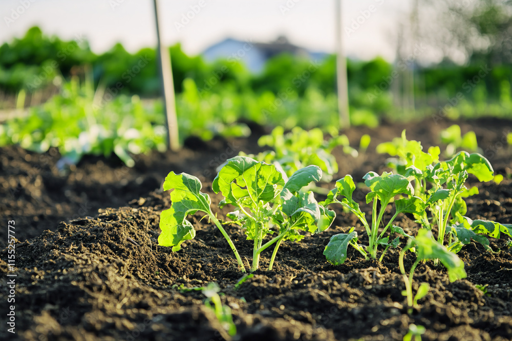 Freshly turned garden soil in a clean and even layer Freshly turned garden soil in a clean and even layer