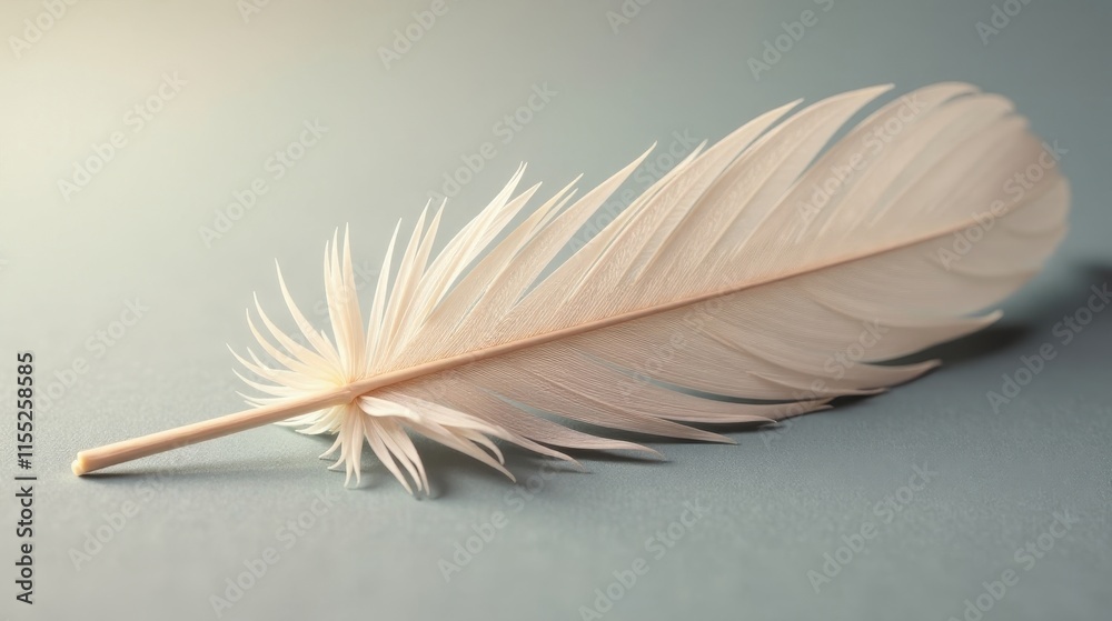 Obraz premium A Single Delicate Off-White Feather Resting on a Smooth Surface