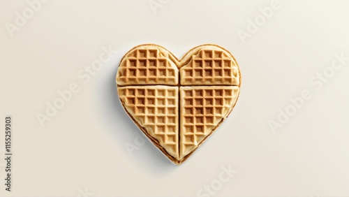 Heart shaped waffle on pale background