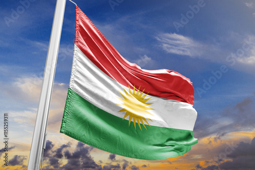 Foto Flag Flit In the sky of Kurdistan iraq