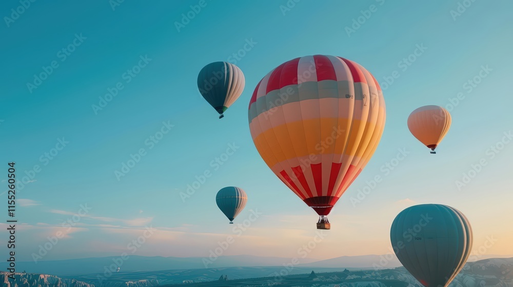 Colorful hot air balloons over Cappadocia, Turkey Colorful hot air balloons over Cappadocia, Turkey