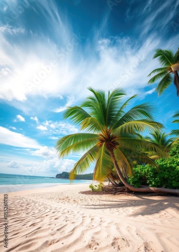  Tropical beach with cocnut palm tree beach wallpaper summer wallpaper beach background tropical nature photo