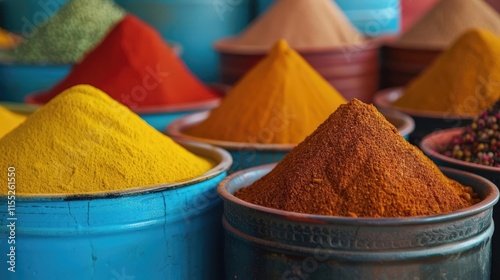 Fototapeta Naklejka Na Ścianę i Meble -  Colorful Moroccan spice market stalls