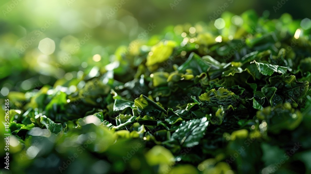 Close-up RAW Style of High-mountain oolong tea leaves, luxury Asian beverage Close-up RAW Style of High-mountain oolong tea leaves, luxury Asian beverage