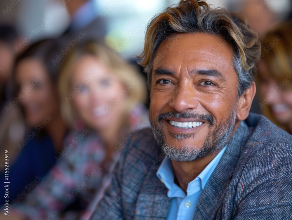 A group of businesspeople are smiling while sitting together in a meeting, creating a friendly and professional atmosphere. A group of businesspeople are smiling while sitting together in a meeting, creating a friendly and professional atmosphere.