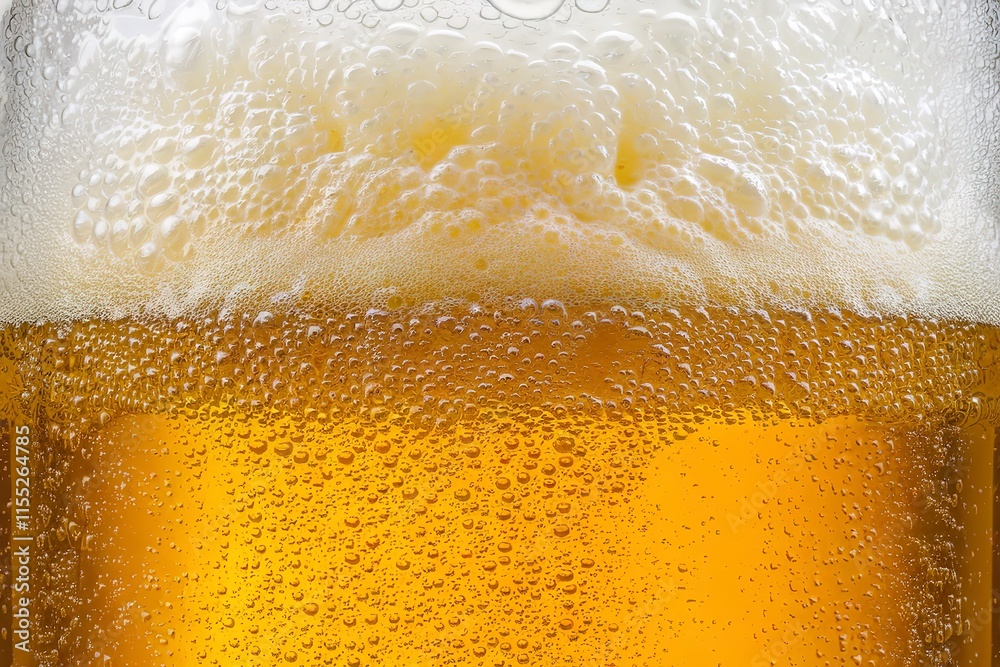 A close-up view of a beer, with a vibrant golden-yellow hue A close-up view of a beer, with a vibrant golden-yellow hue
