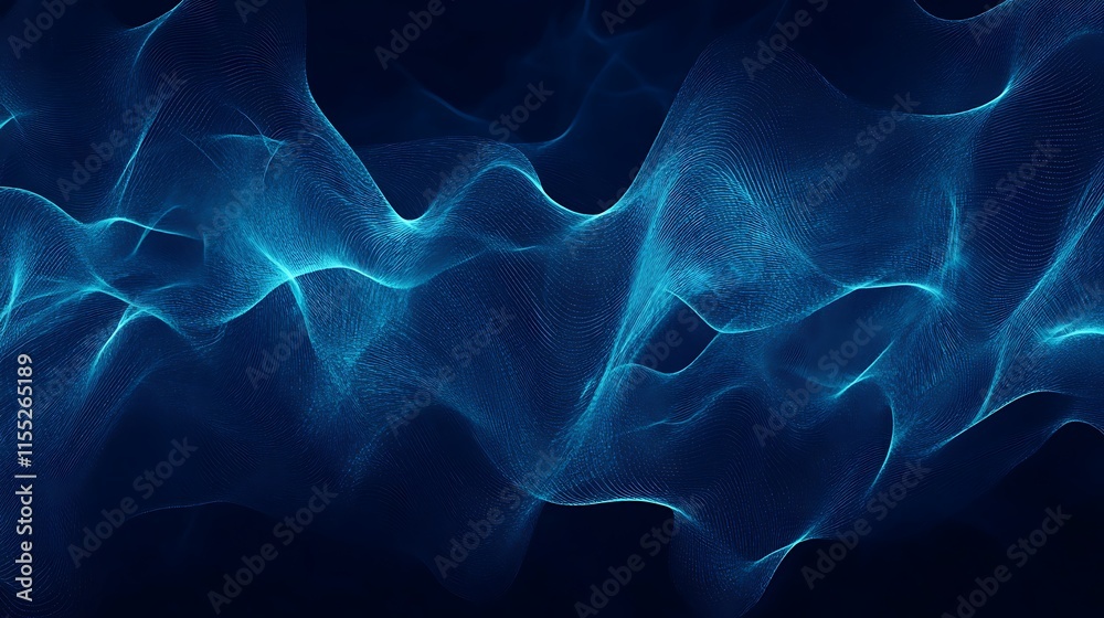 Obraz premium Abstract Digital Painting: Ethereal Blue Waves Flowing Gracefully. AI Generated