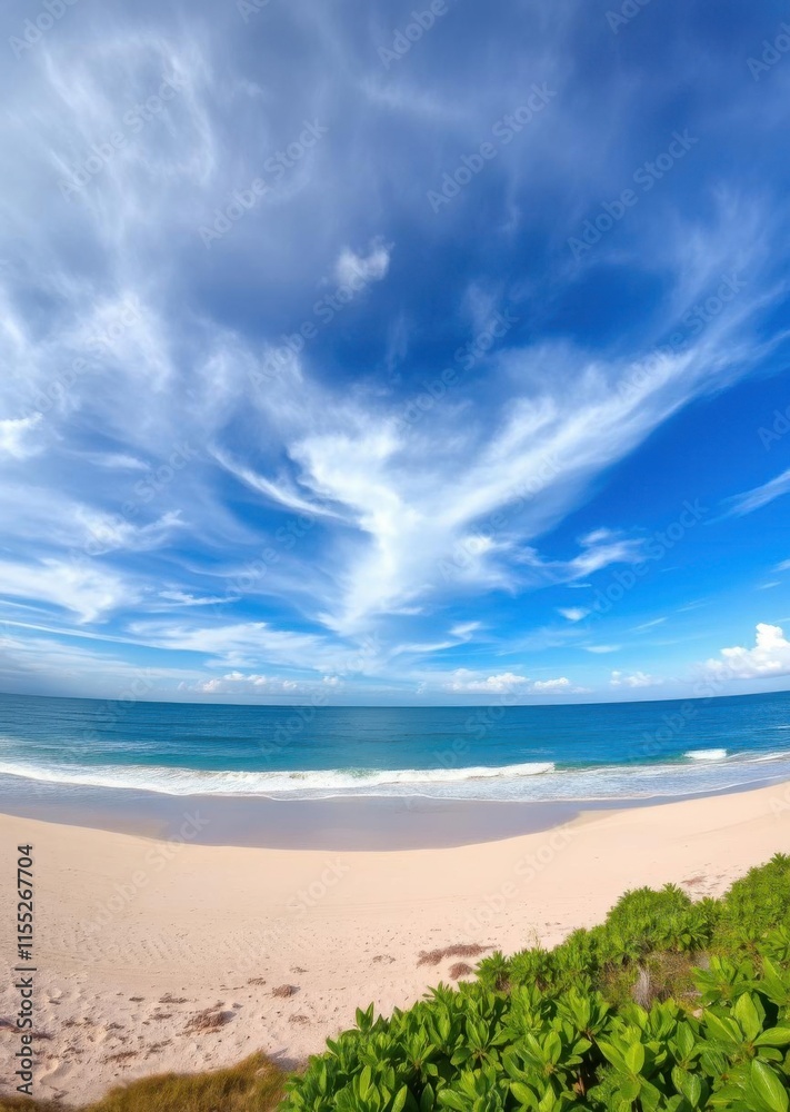 Relaxing and inspiring seascape of sky and sea: a panoramic view of a tropical beach with a wide horizon beach wallpaper summer wallpaper beach background tropical nature Relaxing and inspiring seascape of sky and sea: a panoramic view of a tropical beach with a wide horizon beach wallpaper summer wallpaper beach background tropical nature