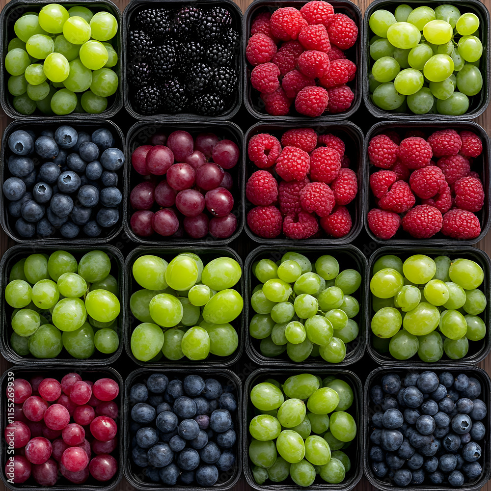 Vibrant Fruit Illustration: A Colorful Array of Berries and Grapes Vibrant Fruit Illustration: A Colorful Array of Berries and Grapes
