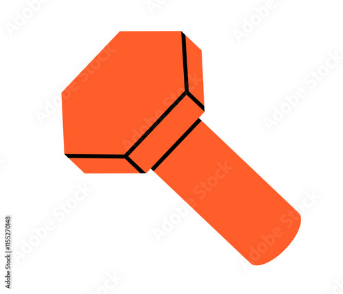 Hand drawn cute cartoon illustration of bolt tool. Flat vector screw repair part in doodle style. Support service nut hardware icon. Settings or fix problem. Find solution. Isolated.