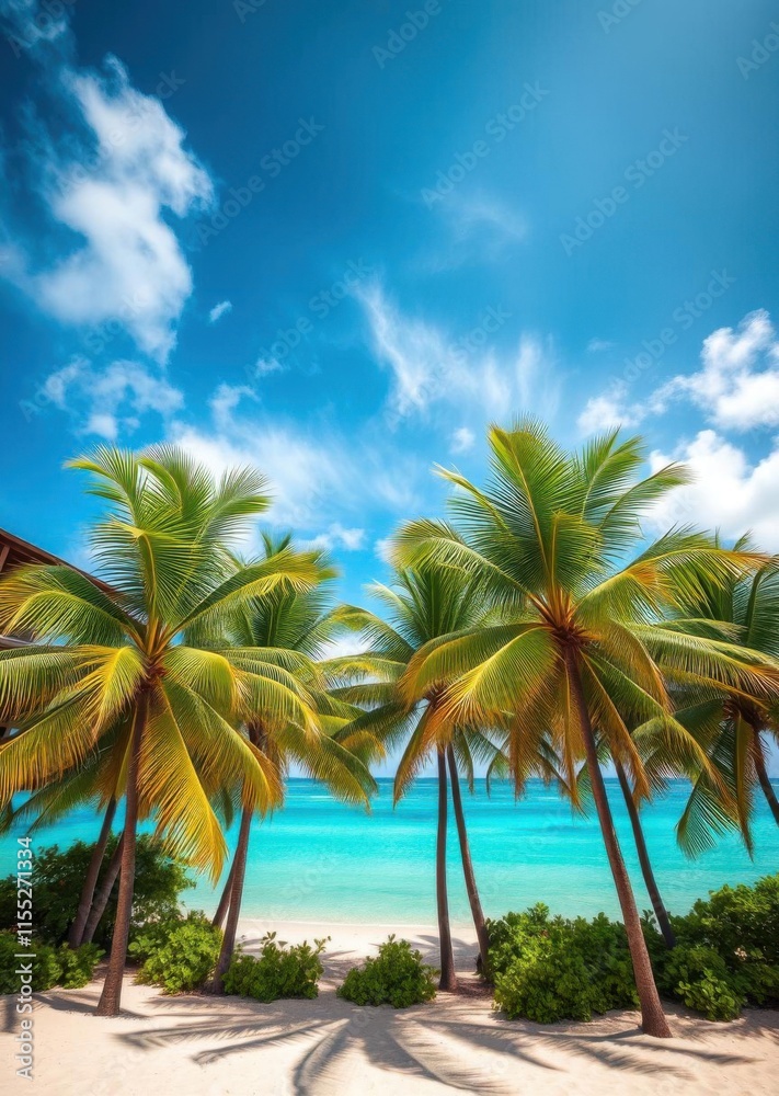Palm trees in sunny tropical beach and turquoise sea in mauritius island beach wallpaper summer wallpaper beach background tropical nature Palm trees in sunny tropical beach and turquoise sea in mauritius island beach wallpaper summer wallpaper beach background tropical nature